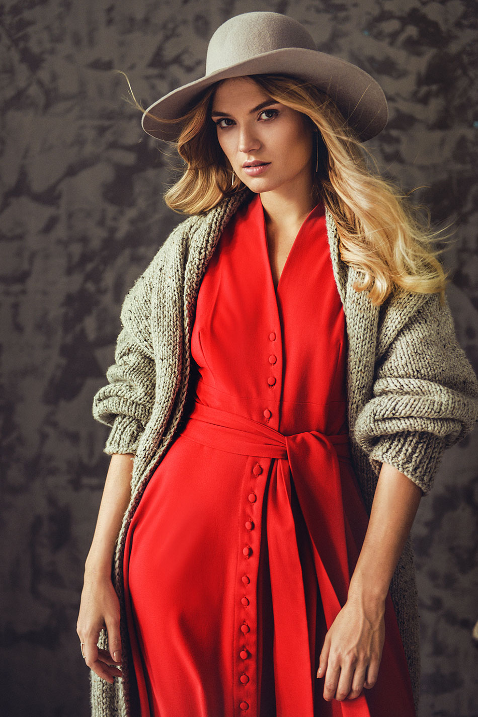 Sweter - płaszcz szary
